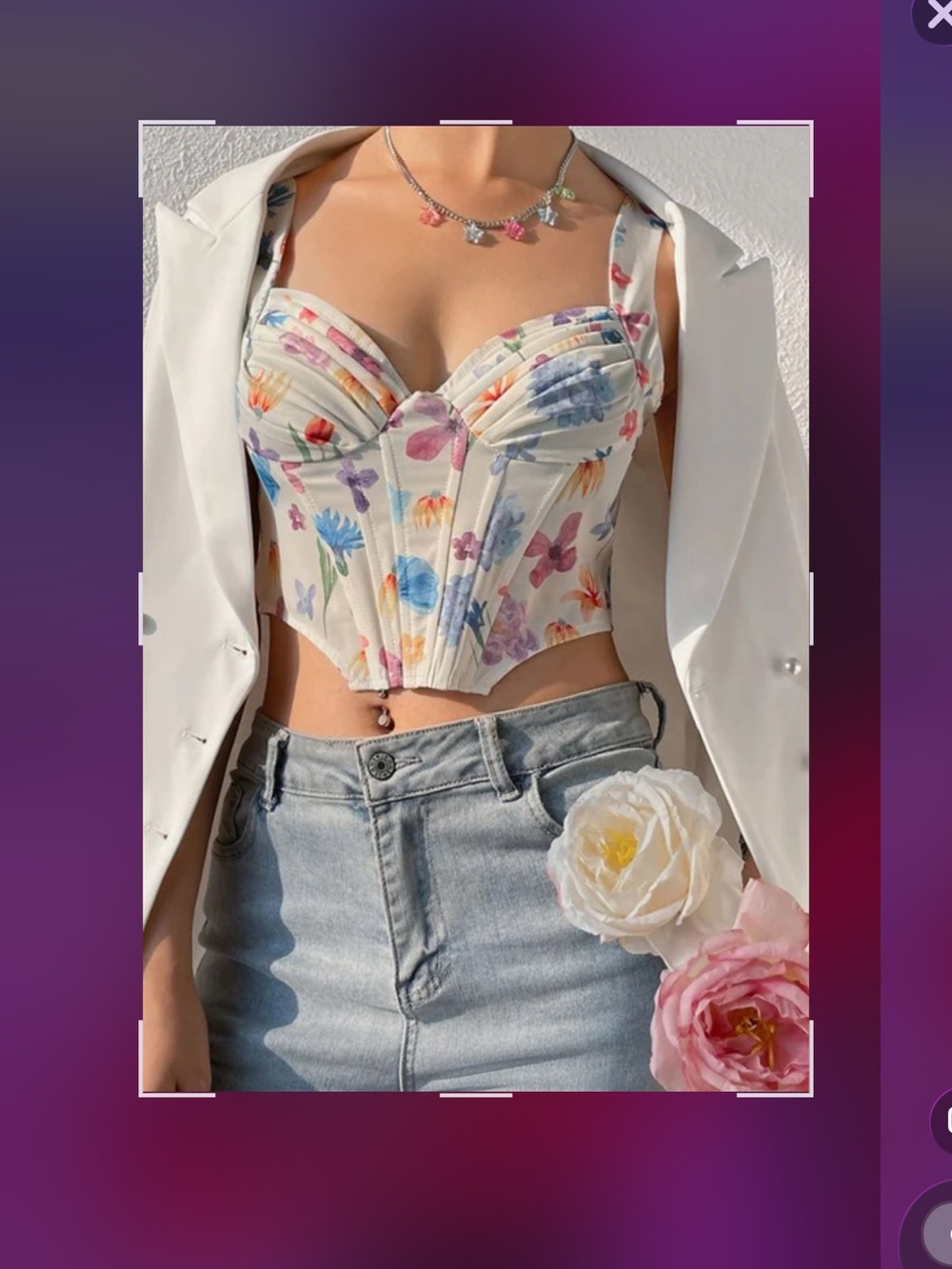 Cider Floral Corset Crop Top - Size Large BNWOT